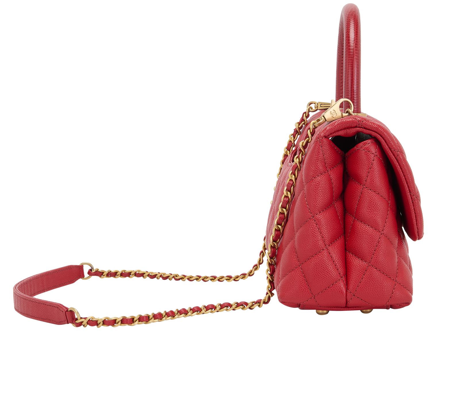 Mini Coco Top Handle, &pound;3,000, Handbags, Red, Caviar Leather/Lizard, Side view